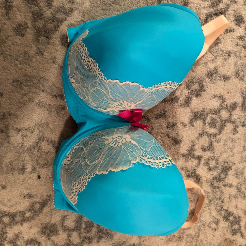 You! Lingerie Nursing Bra, 38I, Teal w/ Cream Lace